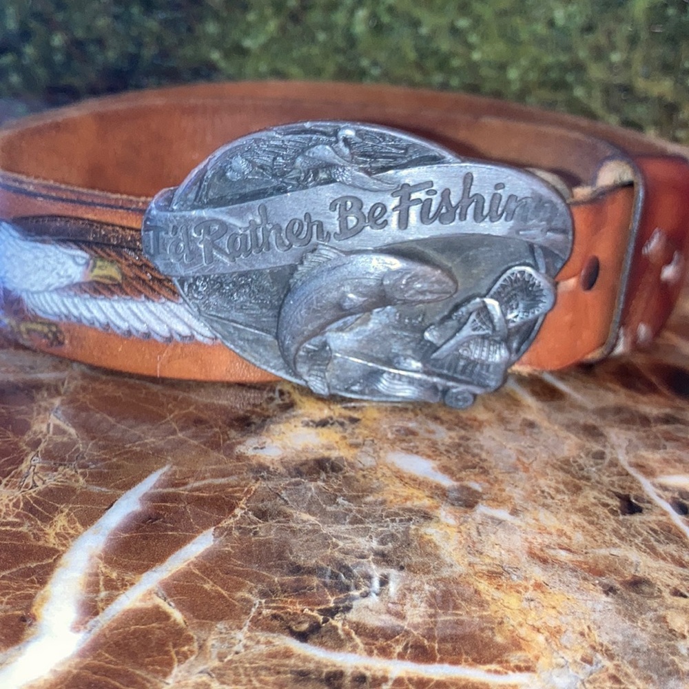 Leather belt S-40. I’d rather be fishing belt buckle